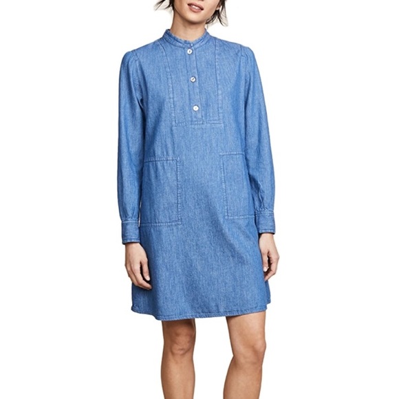 A.P.C. Dresses & Skirts - A.P.C. Mandarin Collar Chambray Dress. Size 36.